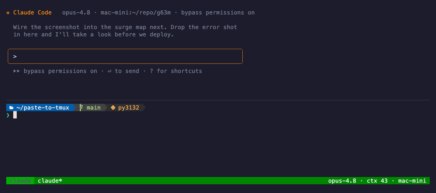 paste-to-tmux: moving a screenshot from the laptop directly into an AI coding agent running in a remote tmux pane